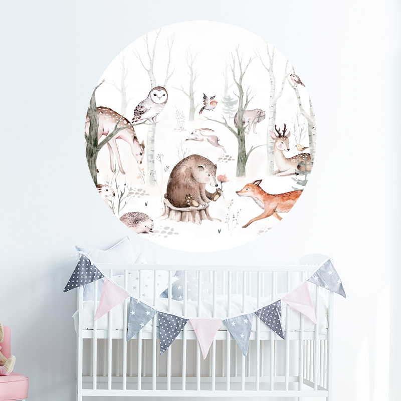muurcirkel behangcirkel dieren bos schattig muurdecoratie kinderkamer babykamer muurcirkel behangcirkel dieren bos schattig muurdecoratie kinderkamer babykamer