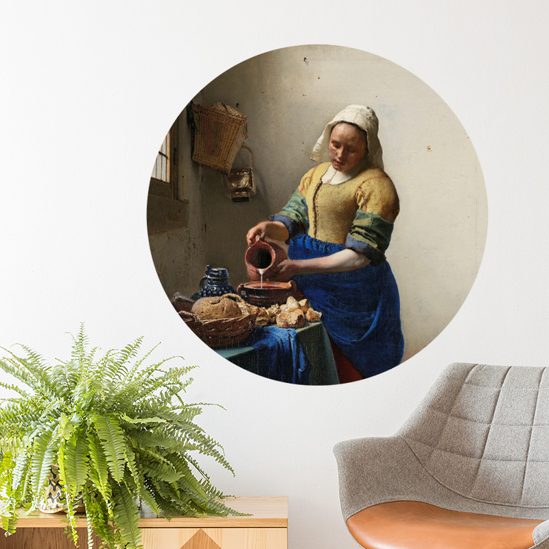 muurcirkel meisje melk muurdecoratie vermeer johannes accessoires rond cirkel behang muurcirkel meisje melk muurdecoratie vermeer johannes accessoires rond cirkel behang