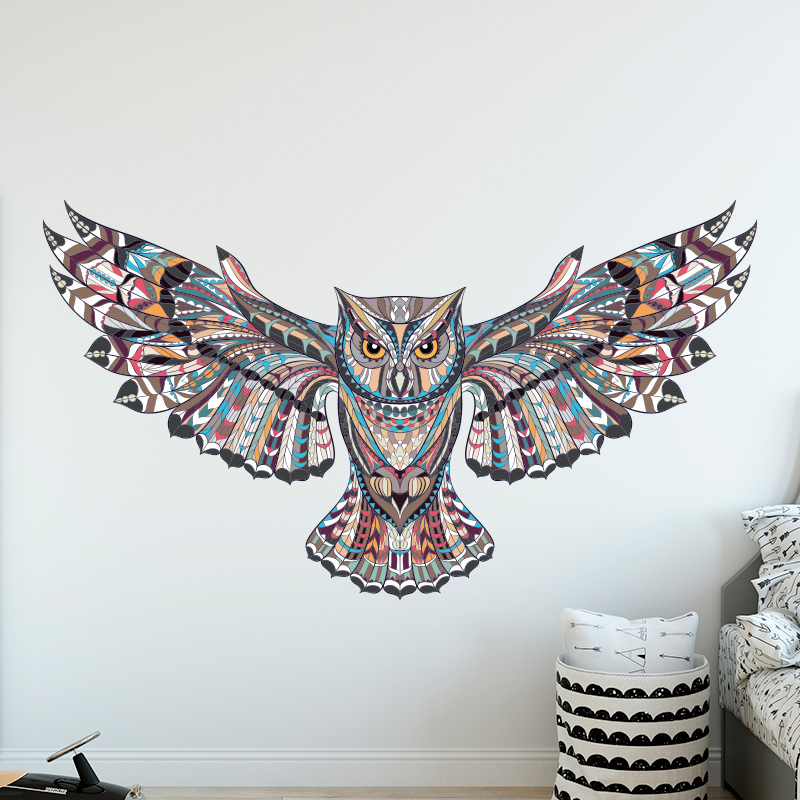muurdecoratie muursticker wandsticker uil dieren kinderkamer accessoires inspiratie ideeen_ Muursticker uil - Afbeelding 2