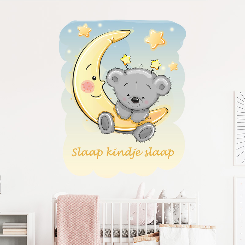 muursticker slaap kindje slaap beer maan babykamer ideeen inspiratie verven muursticker slaap kindje slaap beer maan babykamer ideeen inspiratie verven
