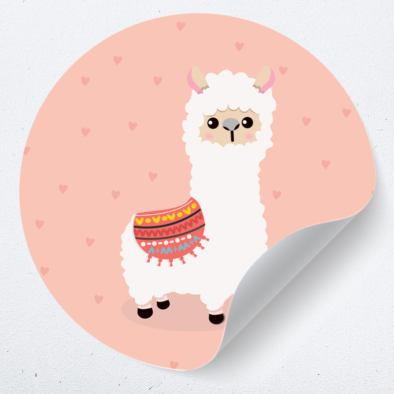muurcirkel alpaca hartjes lama behangcirkel zelfklevend poster muurcirkel alpaca hartjes lama behangcirkel zelfklevend poster