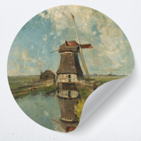 muurcirkel behangcirkel muurdecoratie wanddecoratie kunstwerk woonkamer schilderij inspiratie ideeen windmolen weide