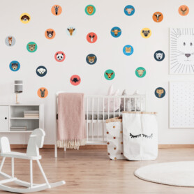 Muursticker kinderkamer babykamer dieren cirkels muurdecoratie kinderkamer aap olifant hond kat Muursticker kinderkamer babykamer dieren cirkels muurdecoratie kinderkamer aap olifant hond kat