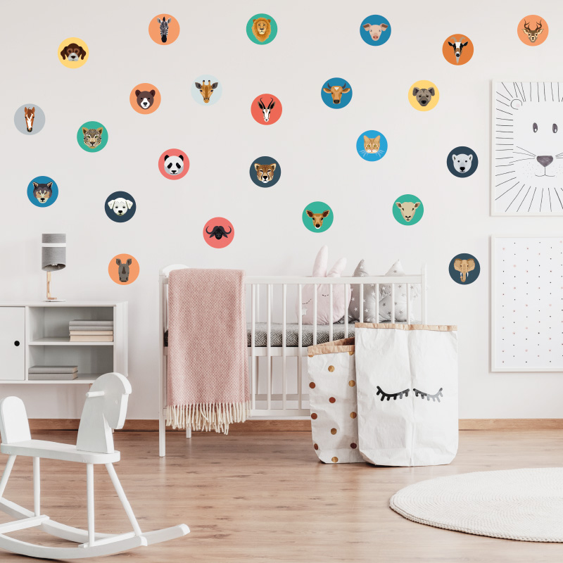 Muursticker kinderkamer babykamer dieren cirkels muurdecoratie kinderkamer aap olifant hond kat Muursticker kinderkamer babykamer dieren cirkels muurdecoratie kinderkamer aap olifant hond kat