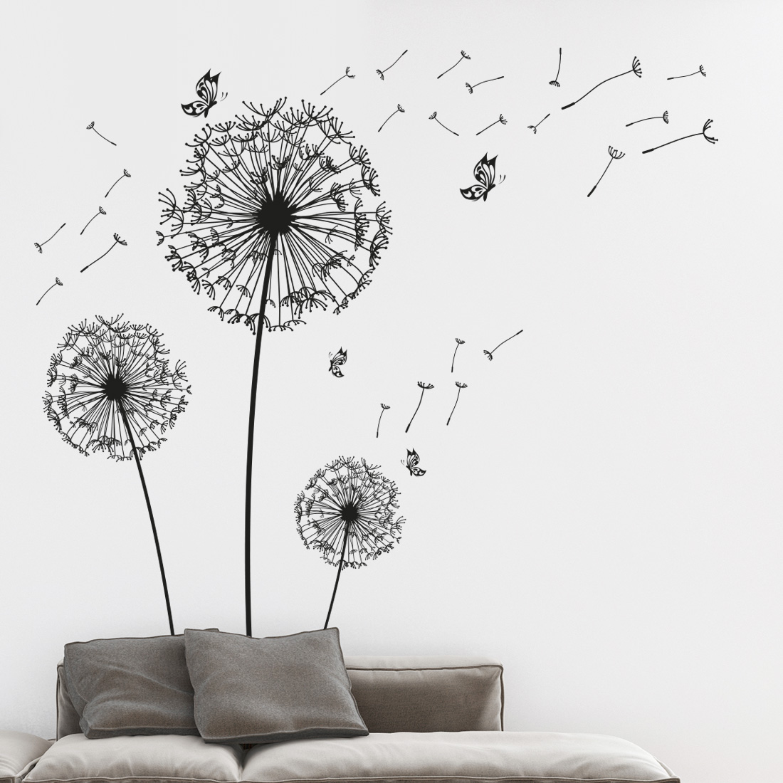 muursticker set paardenbloemen zwart wit vlinders pluisjes woonkamer keuken ideeen inspiratie muursticker set paardenbloemen zwart wit vlinders pluisjes woonkamer keuken ideeen inspiratie