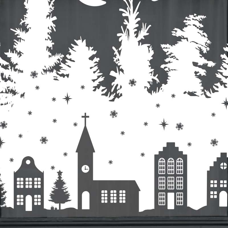 raamsticker kerstdorp kerst wit zwart herbruikbaar raamdecoratie zwart123 raamsticker kerstdorp kerst wit zwart herbruikbaar raamdecoratie zwart123