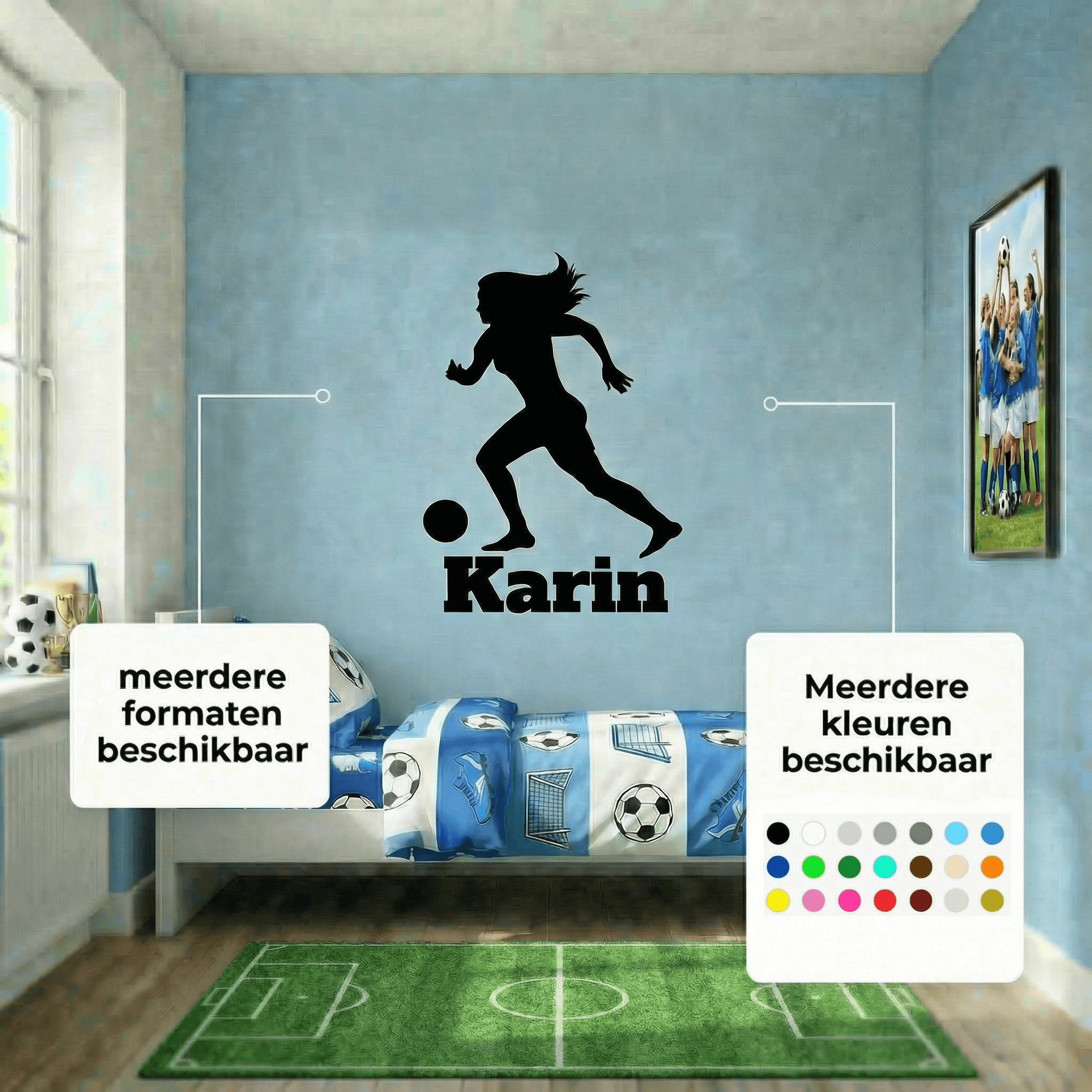 Muursticker voetbal vrouw Muursticker voetbal vrouw