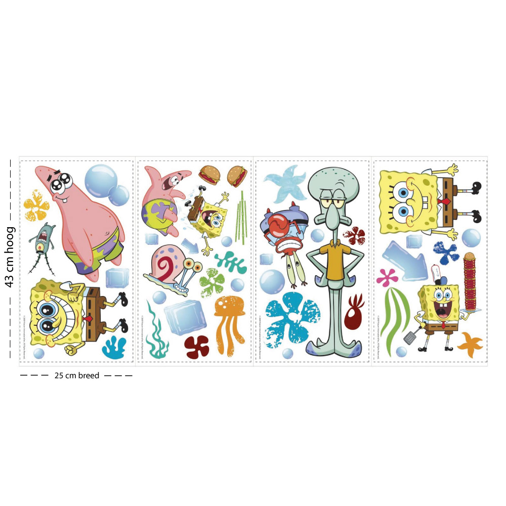 Spongebob-muurstickers-afmetingen Spongebob-muurstickers-afmetingen
