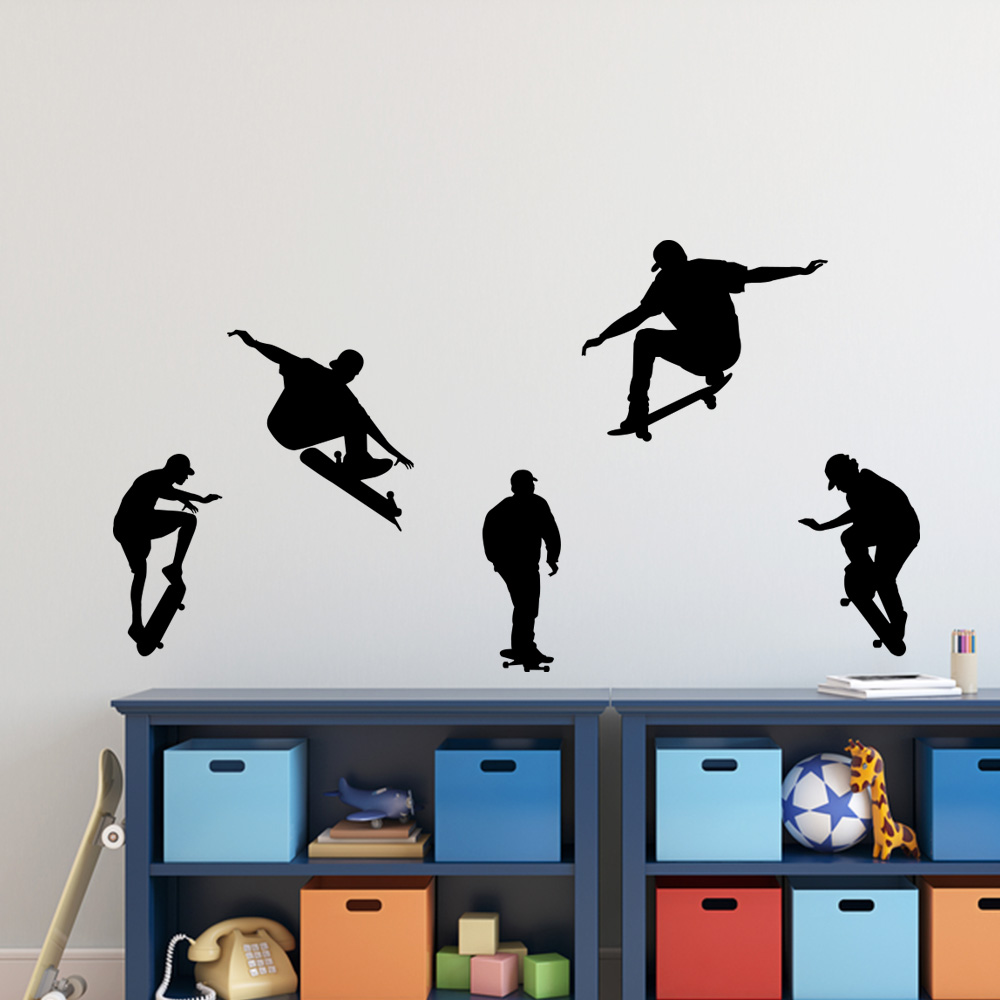 muursticker skateboarden skateboarder zwart wit kinderkamer stoer muursticker skateboarden skateboarder zwart wit kinderkamer stoer