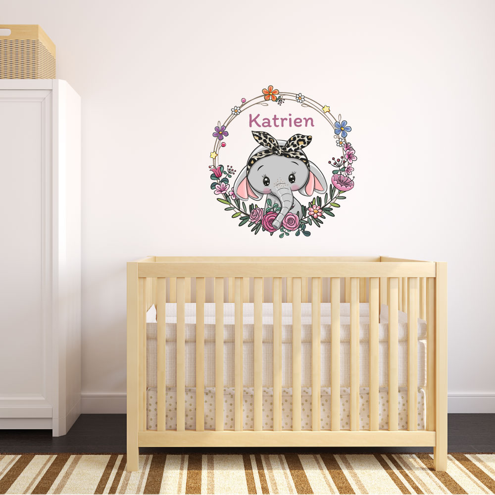 olifant-met-naam-muursticker olifant-met-naam-muursticker