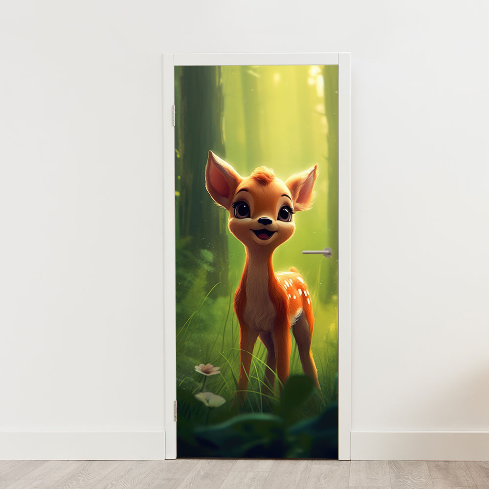 Deursticker schattig hert bos creatief natuur kinderkamer Deursticker schattig hert bos creatief natuur kinderkamer