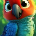 Deursticker deurposter baby papegaai jungle schattig Deursticker deurposter baby papegaai jungle schattig