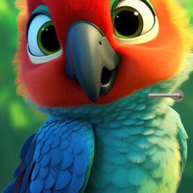 Deursticker deurposter baby papegaai jungle schattig Deursticker deurposter baby papegaai jungle schattig