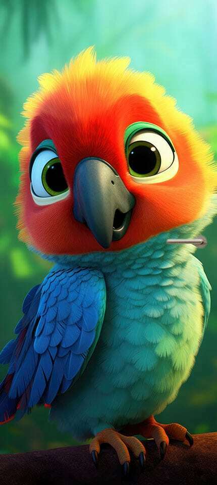 Deursticker deurposter baby papegaai jungle schattig Deursticker deurposter baby papegaai jungle schattig