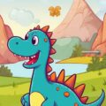 Deursticker deurposter cartoon dinosaurus bergen kinderkamer schattig creatief Deursticker deurposter cartoon dinosaurus bergen kinderkamer schattig creatief