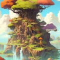 Deursticker deurposter cartoon fantasie landschap natuur zee kinderkamer creatief grappig Deursticker deurposter cartoon fantasie landschap natuur zee kinderkamer creatief grappig