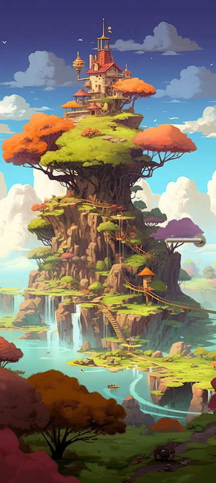 Deursticker deurposter cartoon fantasie landschap natuur zee kinderkamer creatief grappig Deursticker deurposter cartoon fantasie landschap natuur zee kinderkamer creatief grappig