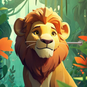 Deursticker deurposter cartoon leeuw jungle kleurrijk schattig creatief
