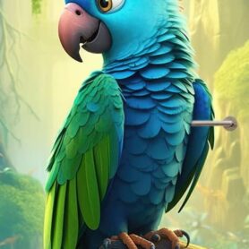Deursticker deurposter cartoon papegaai jungle schattig