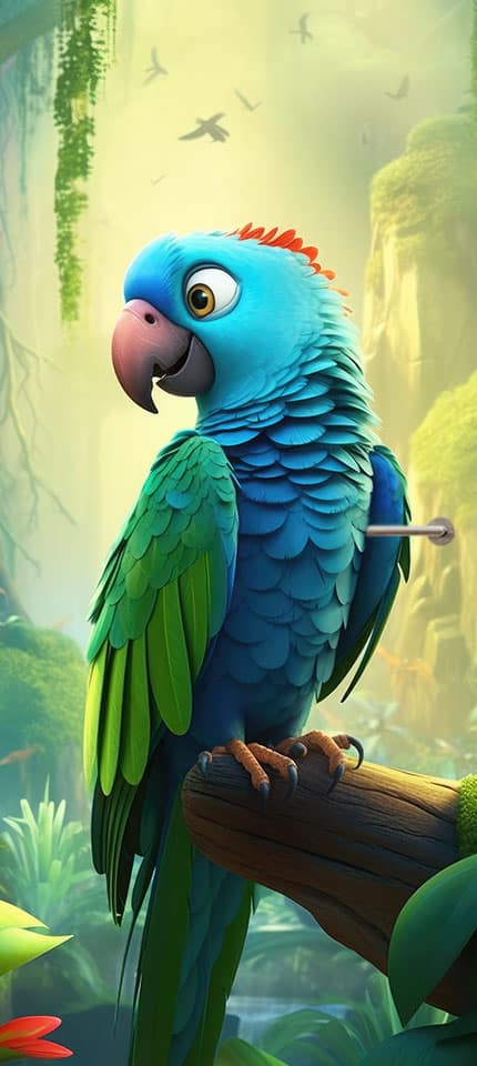 Deursticker deurposter cartoon papegaai jungle schattig Deursticker deurposter cartoon papegaai jungle schattig