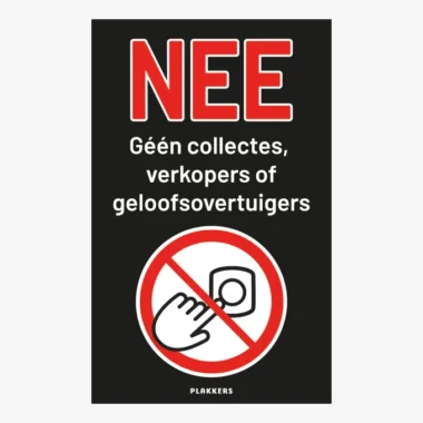 Geen collecte sticker – “Nee, geen collecte, verkopers of geloofsovertuigers sticker”