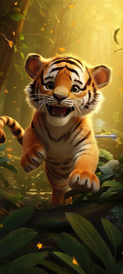 deursticker deurposter cartoon welpje in jungle schattig creatief deursticker deurposter cartoon welpje in jungle schattig creatief