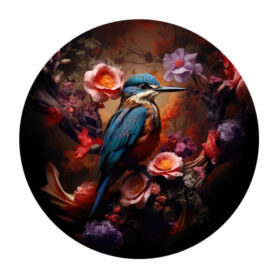 Muurcirkel kolibrie tussen de bloemen vrolijk lente realistische style hoge kwaliteit eigen productie Muurcirkel kolibrie tussen de bloemen vrolijk lente realistische style hoge kwaliteit eigen productie