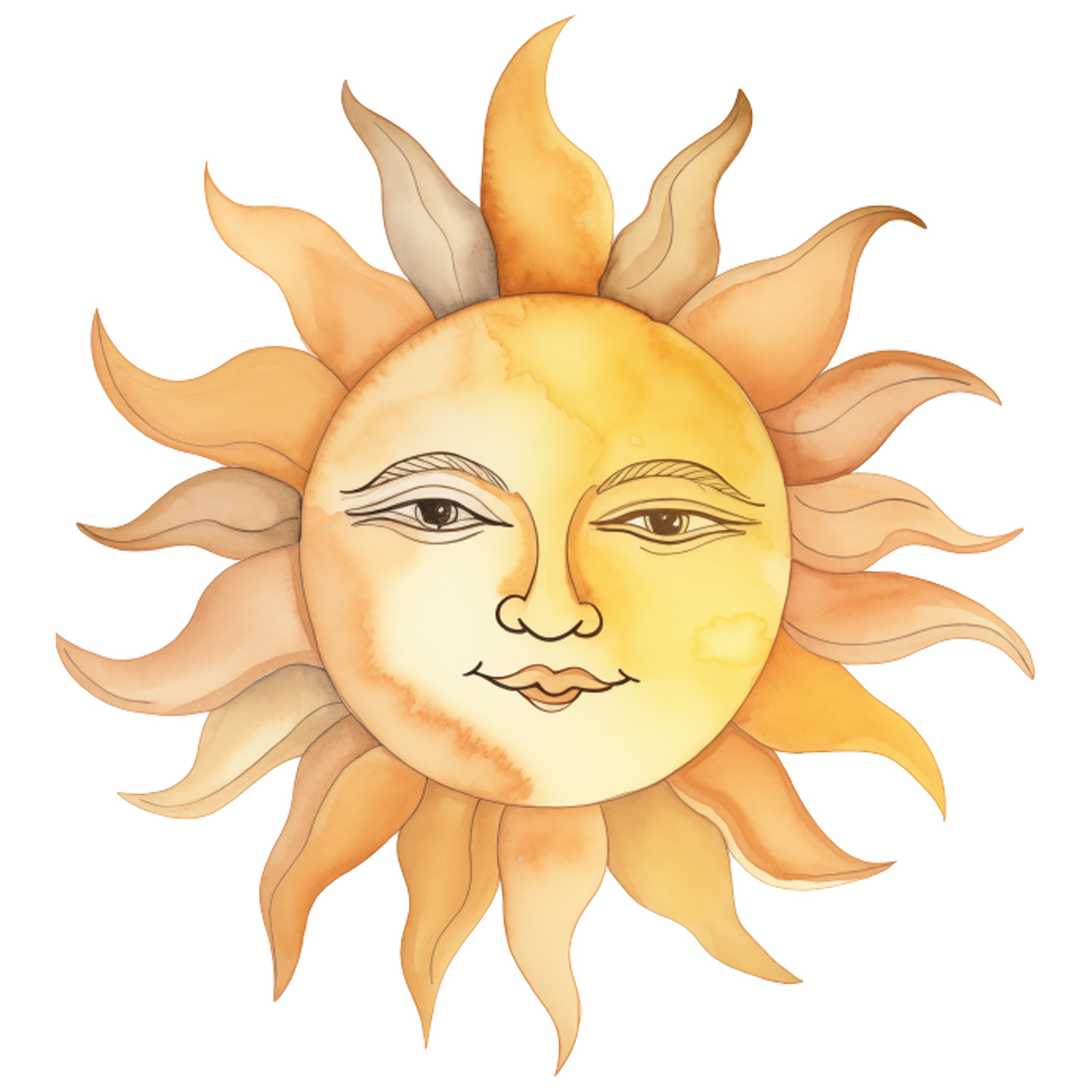 Muursticker zon met gezicht waterverf kinderkamer woonkamer creatief muurstickerstunter Muursticker zon met gezicht waterverf kinderkamer woonkamer creatief muurstickerstunter