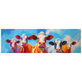 olieverf schilderij muursticker muurdecoratie boven bank bed vrolijke koeien kunst