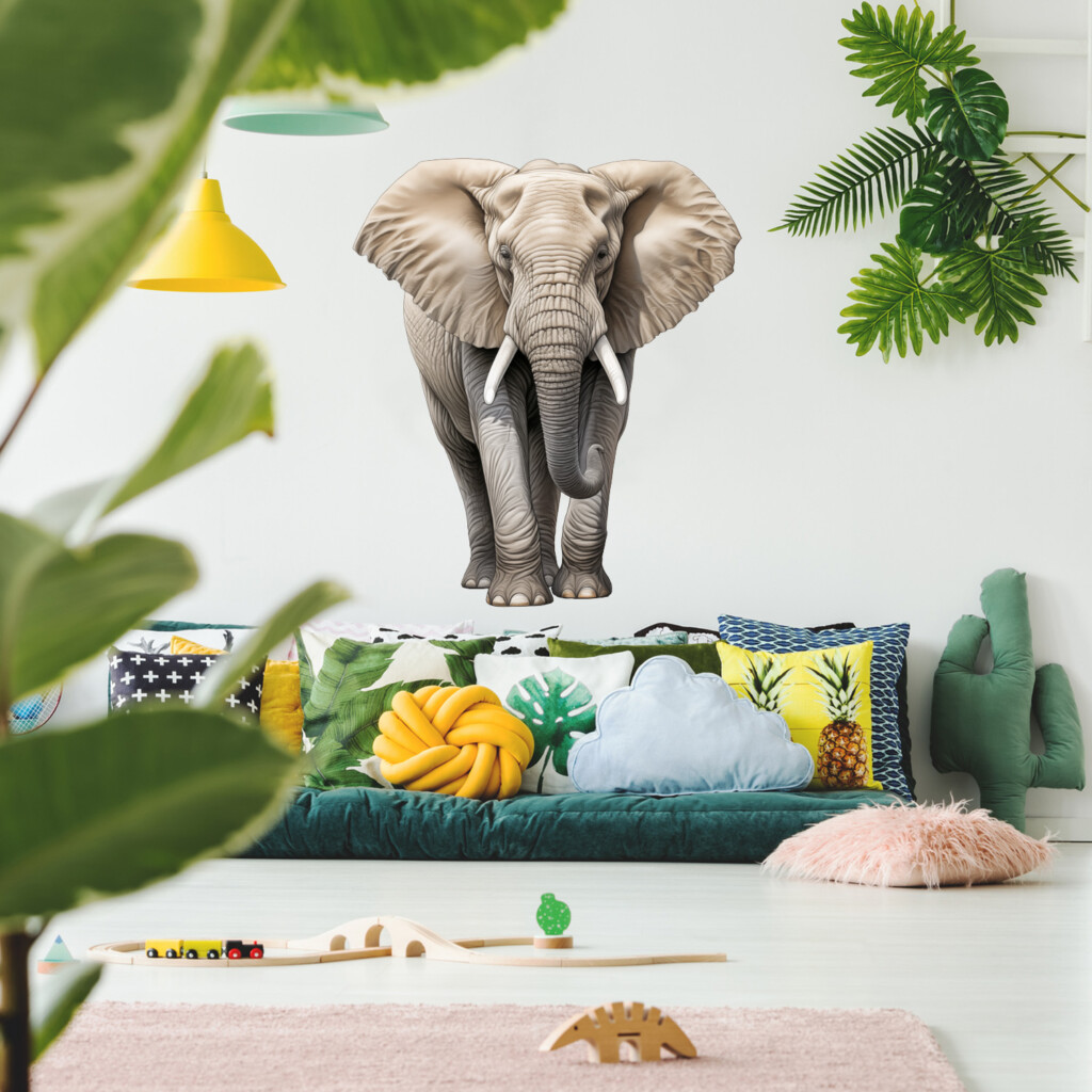 Muursticker afrikaanse olifant woonkamer slaapkamer jungle natuurlijk dieren XL Muurstickerstunterstunter