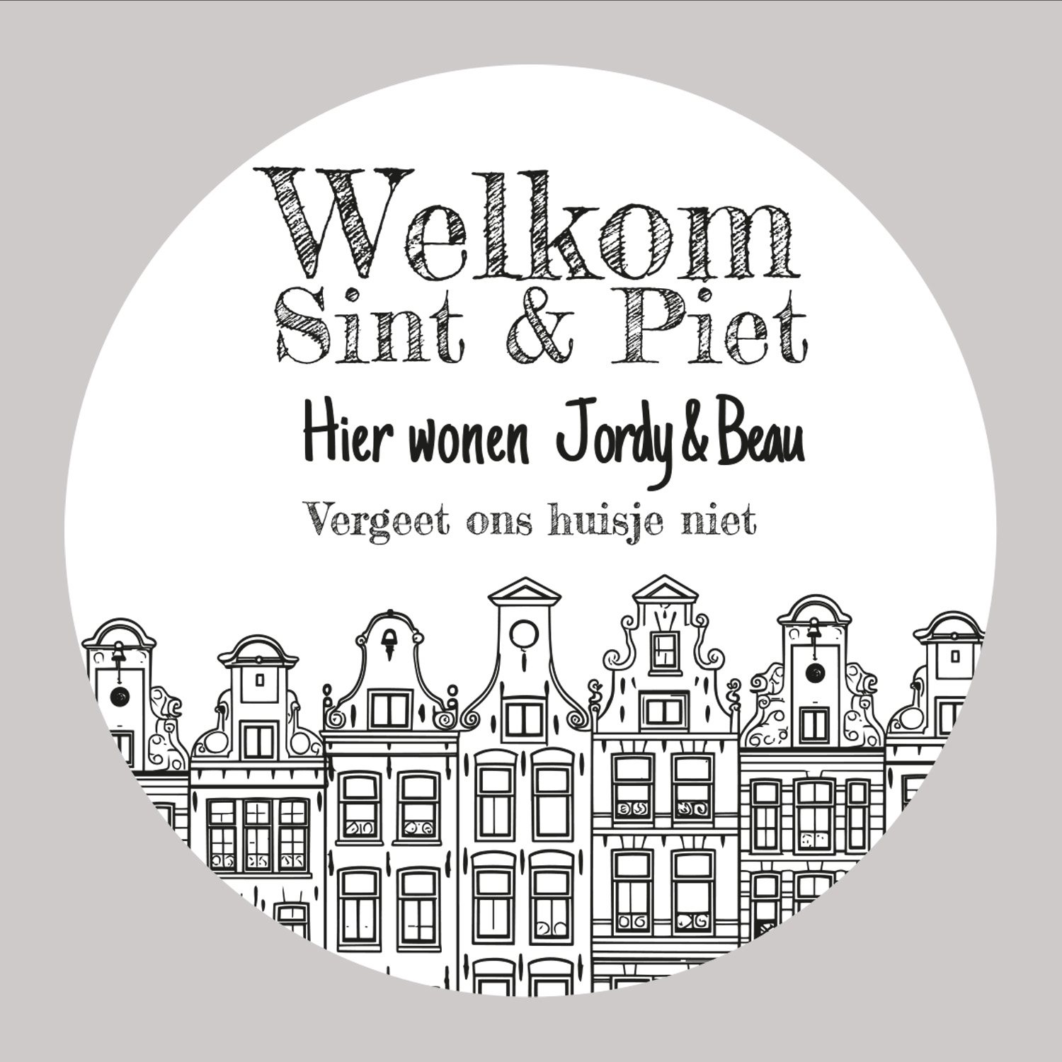 Sinterklaas welkom sint en piet sticker hier wonen eigen naam personaliseerbaar muurstickerstunter Welkom Sint en Piet met naam - statische herbruikbare raamsticker voor Sinterklaas