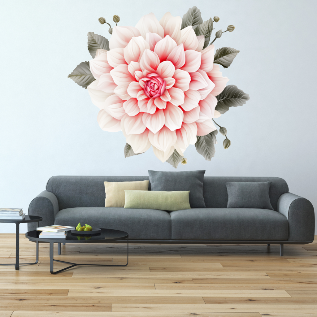 Muursticker woonkamer bloem roze creatief sierlijk Muurstickerstunter