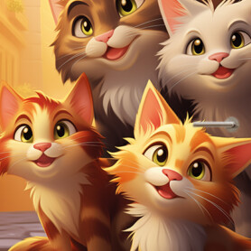 Katten familie deursticker poster schattig artistiek stijlvol grappig leuk muurstickerstunter