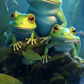 Moeras kikkerfamilie deursticker poster schattig muurstickerstunter