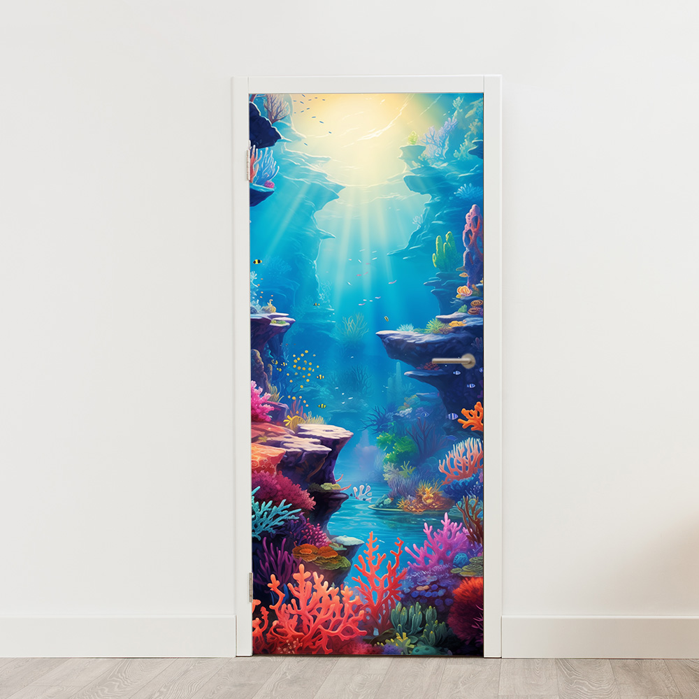 Onderwater landschap deursticker poster creative artistic muurstickerstunter Onderwater landschap deursticker poster creative artistic muurstickerstunter