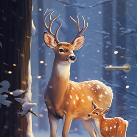 Sneeuw hertjes deursticker poster schattig winter waterverf muurstickerstunter