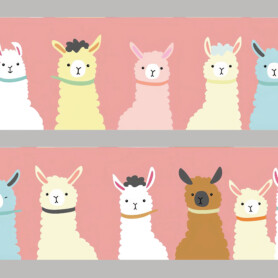 alpaca pastel kleuren behangstrook kleurrijk grappig kinderkamer