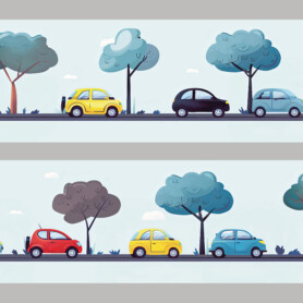 auto's en bomen zelfklevende behangranden creatief leuk kinderkamer muurstickerstunter