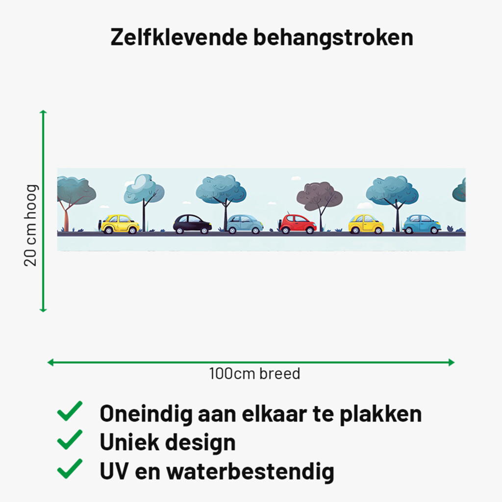 auto's en bomen zelfklevende behangranden creatief leuk kinderkamer muurstickerstunter