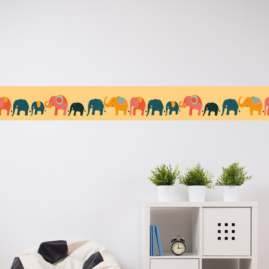 olifantjes zelfklevende behangrand schattig creatief leuk muurstickerstunter