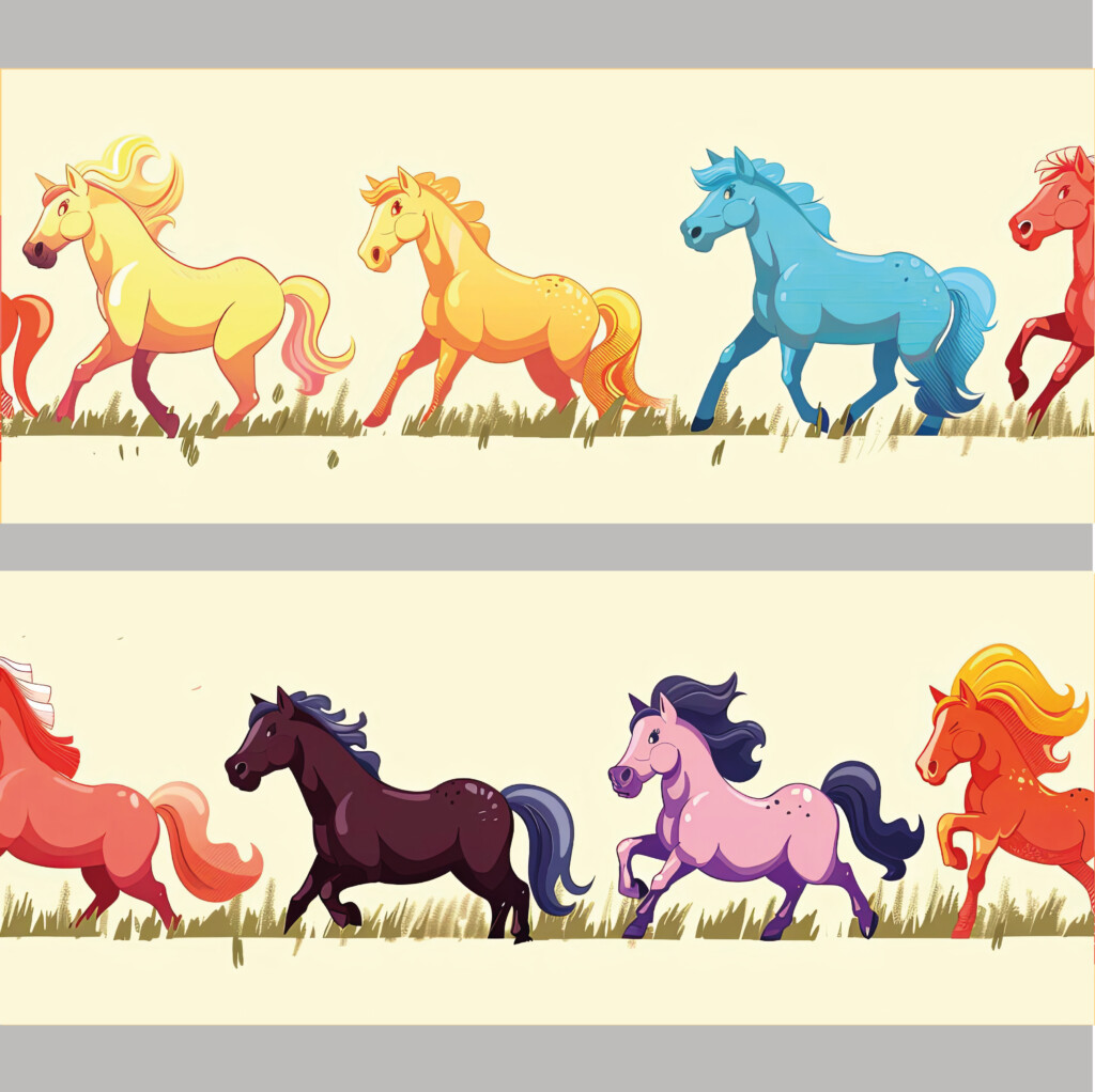paarden zelfklevende behangstroken leuk creatief grappig muurstickerstunter