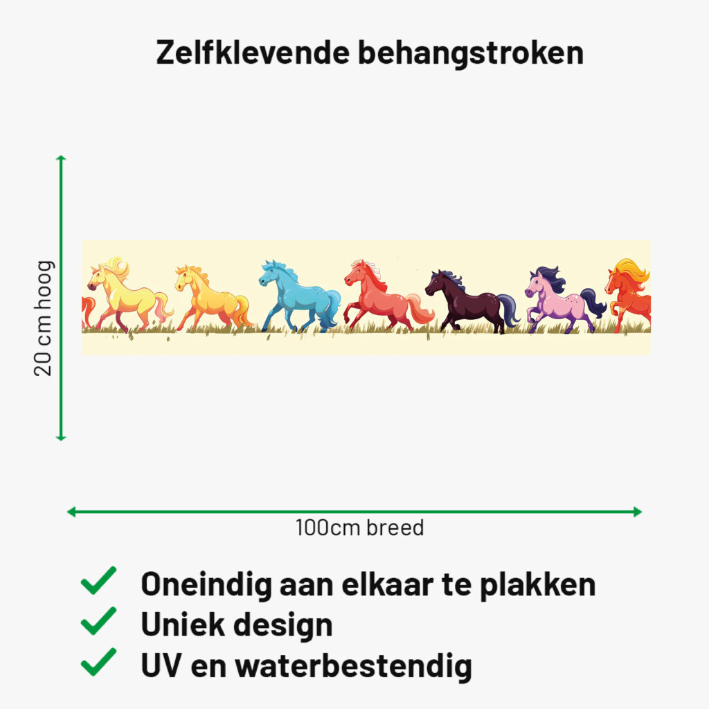 paarden zelfklevende behangstroken leuk creatief grappig muurstickerstunter