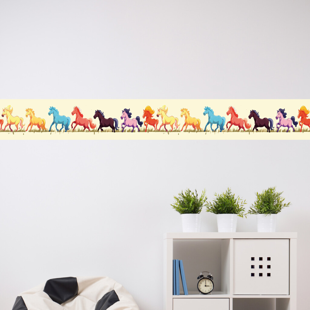 paarden zelfklevende behangstroken leuk creatief grappig muurstickerstunter