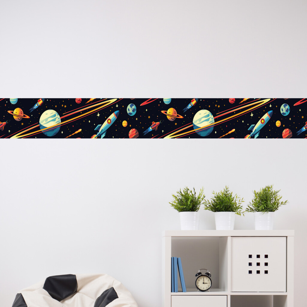 grote planeet met ringen zelfklevende behangstrook creatief muursticker