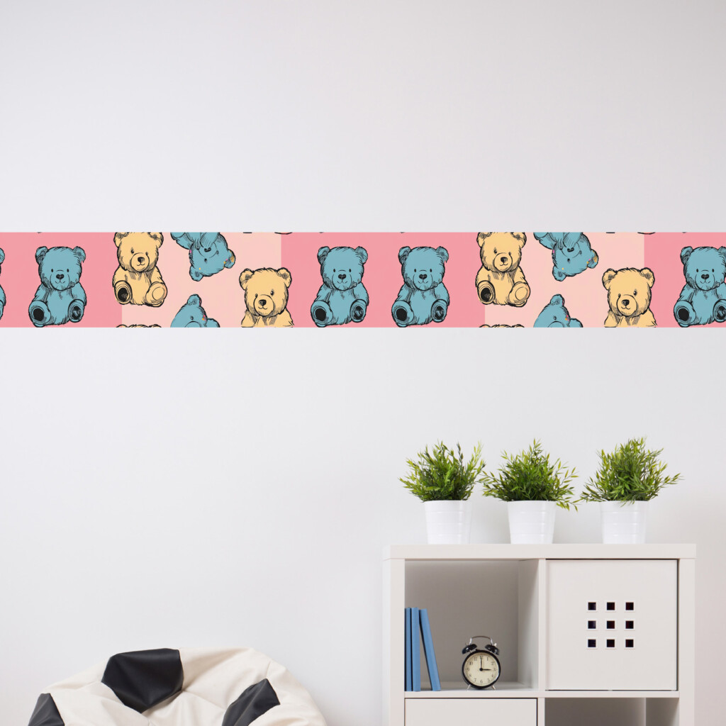 teddyberen pastel zelfklevende behangrand schattig muurstickerstunter teddyberen pastel zelfklevende behangrand schattig muurstickerstunter