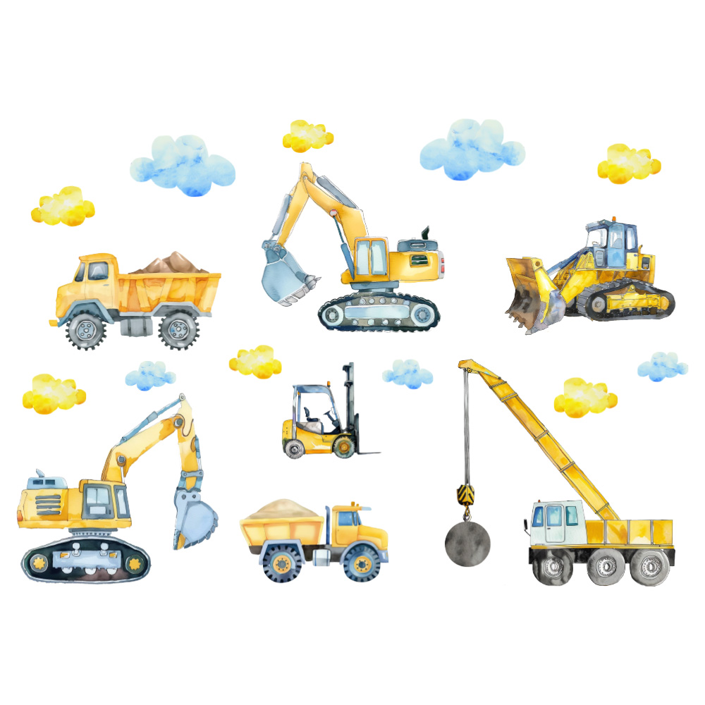 werkvoertuigen graafmachine truck werk in uitvoering stickers heftruck ideeen inspiratie goedkoop kinderkamer jongen stoer geel machines groot klein werkvoertuigen graafmachine truck werk in uitvoering stickers heftruck ideeen inspiratie goedkoop kinderkamer jongen stoer geel machines groot klein