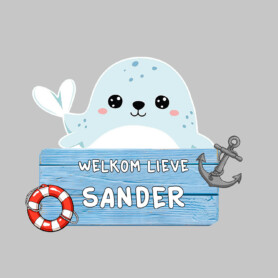 Geboortesticker schattige zeehond jongen inspiratie kinderkamer feest Geboortesticker schattige zeehond jongen inspiratie kinderkamer feest