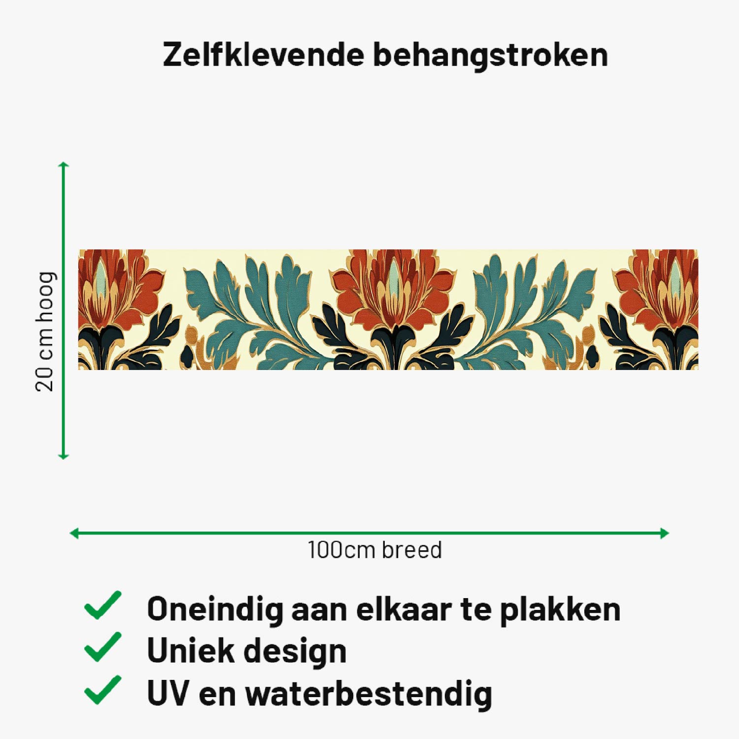 Zelfklevende behangrand Marokkaans bloemenpatroon Zelfklevende behangrand Marokkaans bloemenpatroon