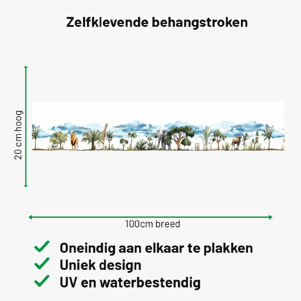 Zelfklevende behangrand Afrikaanse dieren