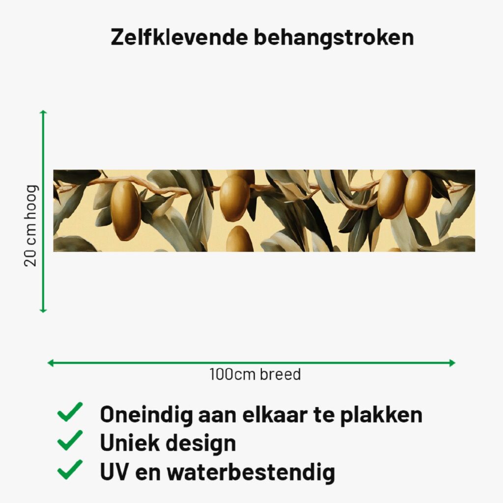 Zelfklevende behangrand takken van Olijf